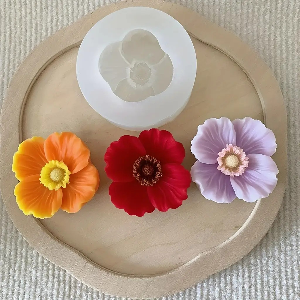 Candle Making Jars - Çiçek Silikon Mum Kalıbı, Sabun, Kil,