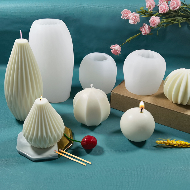 Candle Making Gel Wax - 3D Silikon Mum Kalıpları Geometrik Şekilli