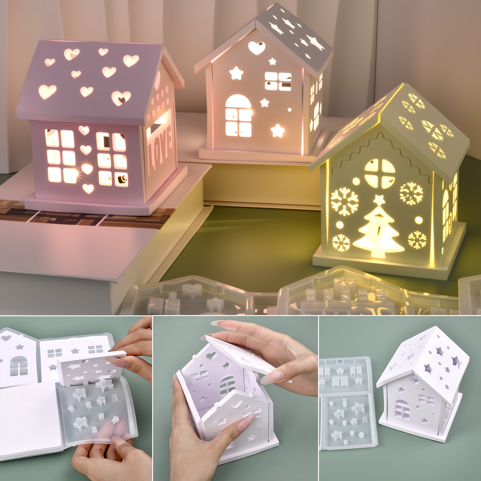 Candle Making Diy - 3D Ev silikon kalıp DIY Noel