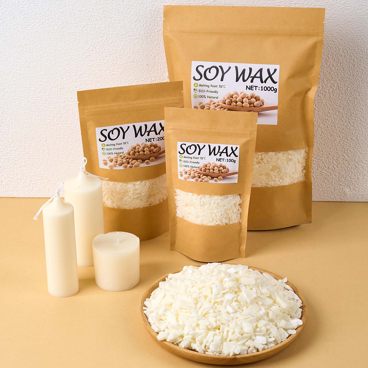Candle Making Kit Diy - 1 Pound Saf Beyaz Soya Balmumu