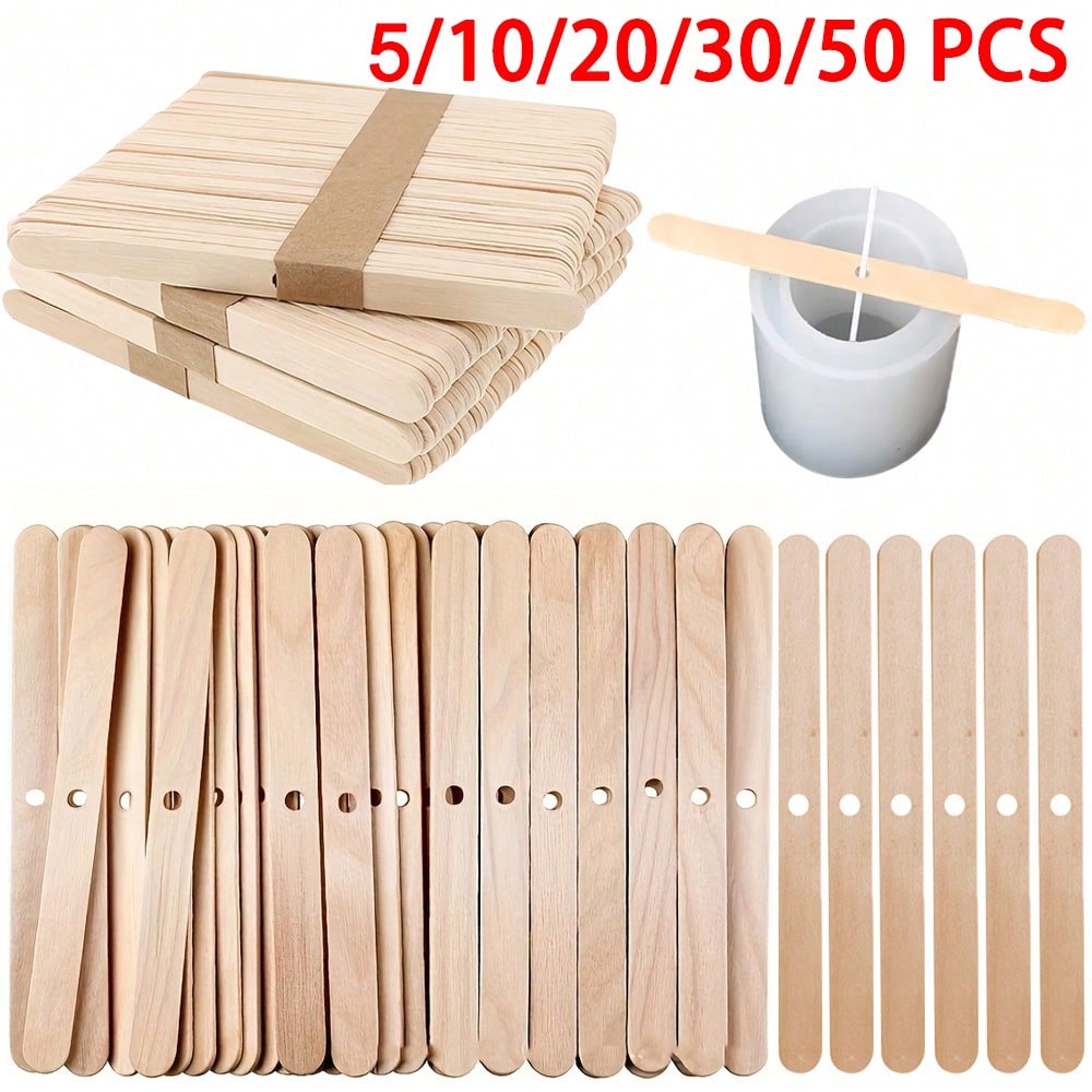 Candle Making Kit Diy - 5/10/20/30/50 adet Ahşap Mum Fitili Tutucu