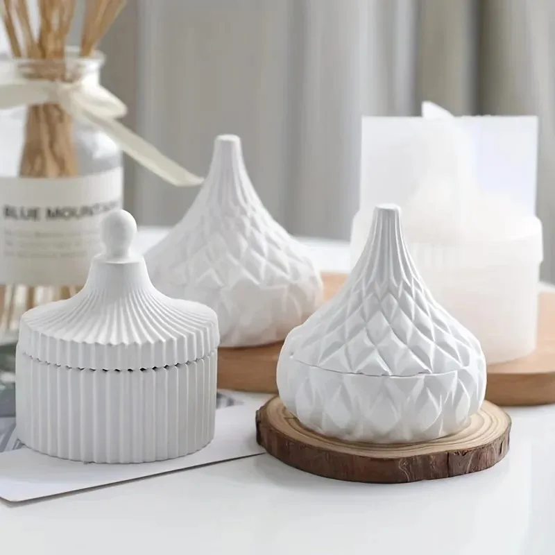 Candle Making Jars - 2 adet silikon mumluk kalıbı, kapaklı,